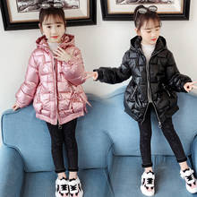 2019 Children Girls Winter Cotton Long Jackets Thicken Warm Kids Girls Coats Hooded Zipper Glossy Girls Outwear Clothing 4-13T 2024 - buy cheap