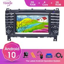 Toopai kit multimídia automotivo, android 10, para mercedes benz w203 clk200 clk22 c180 c200 canbus 2010-2019 estéreo swc gps 2024 - compre barato