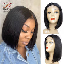 Bobbi Collection-Peluca de pelo humano con corte BOB recto, pelo corto con parte de encaje tipo T, pelucas completas Remy, baratas 2024 - compra barato