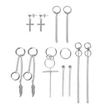 Korea Jewelry KPOP Bangtan Boy Punk Titanium Steel Tassel Chain Drop Earring Kit Dropshipping 2024 - buy cheap