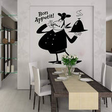 Adesivo de parede do chef francês, adesivo de cozinha, restaurante, grande chef, aproveite a sua refeição, decalque de parede, sala de jantar, decoração de vinil 2024 - compre barato