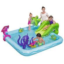 Foldable PVC Inflatable Pool With Sliding Thickened Safe Paddling Game Pool For Kids Family Summer Outdoor Water Swimming Pool 2024 - buy cheap