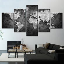 5 painéis preto e branco mapa do mundo quadros de pintura em tela arte da parede decoração para casa sala estar cartaz pintura 2024 - compre barato
