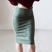 Faldas ajustadas de ante para mujer, Faldas gruesas y elásticas de cintura alta, Sexy, de talla grande, para Otoño e Invierno 2024 - compra barato