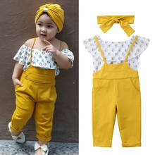 2-6T Summer Toddler Baby Girl Clothing Set Off Shoulder Tops+Long Pants Leggings+Headband 2Pcs Kids Girls Clothes Outfits 2024 - buy cheap