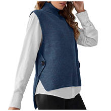 2021 Solid Sleeveless Vest Long Loose Split O Neck Knitted Women Sweater Autumn Winter Casual Oversized Pullover #T2G 2024 - buy cheap