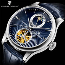 PAGANI DESIGN-Reloj de pulsera para hombre, accesorio masculino de pulsera con mecanismo automático de Tourbillon, movimiento de cristal de zafiro, complemento mecánico de negocios de cuero genuino, estilo informal a la moda 2024 - compra barato