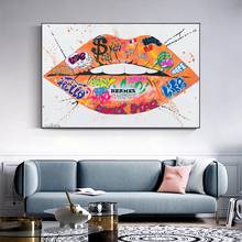 French Kiss Lips Street Graffiti Art Canvas Painting on The Wall Posters and Prints Wall Art Picture for Living Room Home Decor 2024 - buy cheap