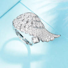 Anel luxuoso de asas de anjo, cor prata s aaaaa zircônia cúbica, aliança de casamento para mulheres, joias de festa, presente por atacado 2024 - compre barato