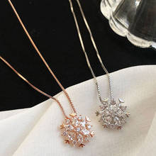 1PCS Fashion Clavicle Chain Rose Gold Silver Color Necklace Flash Cubic Zircon Snowflake Pendant Necklace For Women 2024 - buy cheap