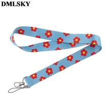 DMLSKY милый красный цветок ремешок брелок ремешки для ключей значок ID Мобильный телефон Веревка шейный ремень аксессуары Подарки M3862 2024 - купить недорого