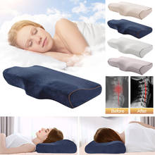 Almohada de cama de espuma viscoelástica en forma de mariposa, protección ortopédica para el cuello, Cervical de rebote lento para el cuidado de la salud, 50x30cm 2024 - compra barato