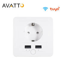 AVATTO Tuya 16A EU WiFi Smart Wall Socket with 2 USB Port,Smart Life APP Remote Control Smart Outlet Work for Google Home Alexa 2024 - buy cheap