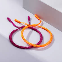 Pulseira artesanal laranja trançado nó corda ajustável charme tibetano budista pulseiras para homens moda jejuy amigo presentes 2024 - compre barato