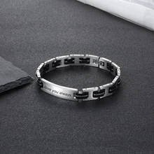 Engravable Custom Name ID Bar Bracelet Stainless Steel Link Chain Bracelets Bangles For Men Personalize Jewelry Gift 2024 - buy cheap