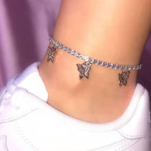 Colour Crystal Butterfly Anklet Woman Fashion Body chain Bling Rhinestone Bohemia Animal Chain Design Ankle Chain Girl's Trendy 2024 - buy cheap