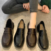 Feminino estudante menina sapatos jk sapatos de couro do plutônio bloco saltos mocassins sapatos casuais 2024 - compre barato