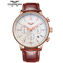 Guanqin-relógio de pulso masculino luxuoso com cronógrafo, esportivo, quartzo, à prova d'água, 50m, clássico, casual, couro retrô 2024 - compre barato