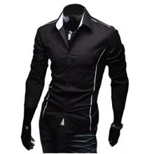 2021 Men's Luxury Fashion Casual Shirt Designer Edge Rolling Long Sleeve Dress Shirt Muscle Fit Shirt 3 Color XXXL 2024 - buy cheap