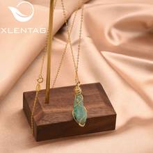 XlentAg Green Natural Rough Crystal For Women Girl Fine Pendant Necklace Wedding Engagement Jewelry Collares De Moda 2019 GN0140 2024 - buy cheap