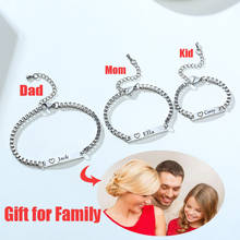 Pulseiras de aço inoxidável com nome personalizado, braceletes de mãe, papai, para crianças, para homens e mulheres, braceletes com coração ajustável, joias para meninas 2024 - compre barato