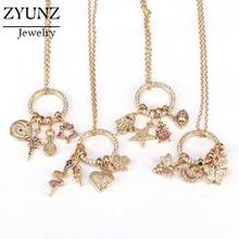 4PCS, Micro Pave CZ Star Eye Heart Hand Mix Shaped Fashion Jewelry Women's Pendant Necklace Gold Color For Wedding Party Gifts 2024 - buy cheap