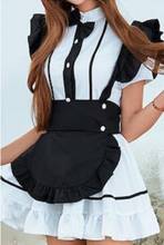 Bust Open Maid Costume Sexy Cosplay Kitty Outfit Cotton Apron Lace Temptation Mini Dress For Women Anime Black White Lolita 2024 - buy cheap
