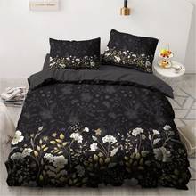 3D Bedding Sets Black Duvet Quilt Cover Set Comforter Bed Linen Pillowcase King Queen 210x210cm Flower Design Printed 2024 - buy cheap