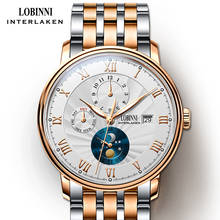 Switzerland wrist watch LOBINNI Men Watches  Seagull Automatic Mechanical Clock Sapphire Full Steel relogio masculino L1023B-6 2024 - buy cheap