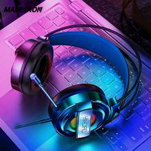 Fone de ouvido com fio com microfone gaming headset áudio jack música surround som estéreo com luz usb fone de ouvido para pc mp3 gamer 2024 - compre barato