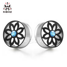 New Style Fashion  Flower Logo Stainless Steel Ear Gagues  Tunnels Ear Plugs Piercing Expanders Body  Jewelry For women Men 2pcs 2024 - buy cheap