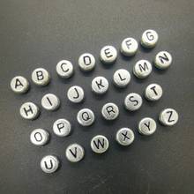 Contas de espaçador acrílico de 26 letras, alfabeto plano e misturado com 100 peças 4mm x 7mm 2024 - compre barato
