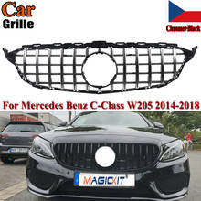 MagicKit  GT R AMG Style Grill Grille Front Bumper for Mercedes W205 C250 C300 C400 15-18 2024 - buy cheap