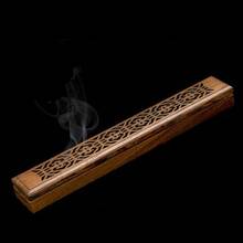 Queimador de incenso de madeira retrô esculpido à mão porta-incenso, caixa de aroma, decoração para casa, artesanato 2024 - compre barato