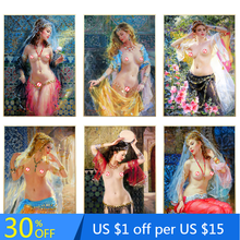 Vintage Nude Dancing Girl Canvas Painting Wall Art Abstract Oil Painting Decoration  Poster Print Home living Room Decor NoFrame 2024 - buy cheap