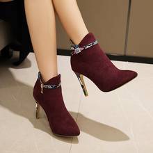 Plus Size 33-49 Sexy Shoe 10cm High Heel womens designer boots Point Toe Ankle Boots Autumn winter party wedding Shoes 1650 2024 - buy cheap