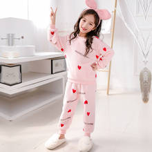 Ropa de dormir de franela para niños y niñas, conjuntos de terciopelo Coral, pijamas para el hogar, pijamas para niños de 4 a 14 años 2024 - compra barato