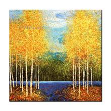 Heavy Textured Forest Scenery Abstract 100% Hand Painted Birch Tree Oil Painting Wall Pictures Art Canvas Wall Decoration Pieces 2024 - buy cheap