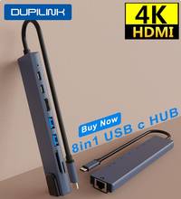 DUPILINK Type C to HDMI HUB 4K PD 5A 87W Dock Rj45 Lan USB 3.1 Splitter USB-C Power Delivery Accessories for air MacBook Pro 2024 - buy cheap