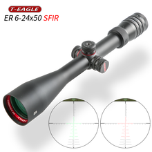 Riflescópio de caça 6-24x50, riflescope sfir com nivelador de rifle de ar bolha ótico com ponto vermelho iluminado para pcp 2024 - compre barato