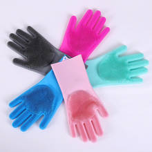 1 Pair Non-slip Dishwashing Cleaning Gloves Magic Silicone Rubber Dish Washing Glove for Household Scrubber Kitchen Clean Tool 2024 - buy cheap