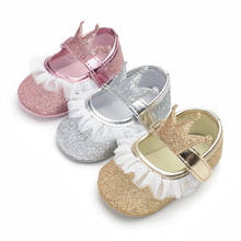 Zapatos de princesa Gir para bebé recién nacido, Tiara de tul de encaje, primeros pasos, antideslizantes, suaves, para fiesta de cumpleaños, 0 a 15M 2024 - compra barato