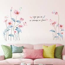 [shijuekongjian] Flowers Wall Stickers Decor DIY Plant Wall Decals for Living Room Nursery Kids Bedroom Kitchen Home Decoration 2024 - buy cheap