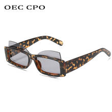 Oec cpo óculos de sol quadrados unissex, óculos escuros quadrados punk exclusivos vintage de lente irregular, óculos escuros retrô de leopardo uv400 2024 - compre barato