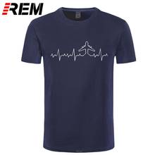 Camiseta masculina estampa batimento cardíaco aviador camiseta estampa engraçada camiseta algodão avião motorista camiseta masculina manga curta 2024 - compre barato