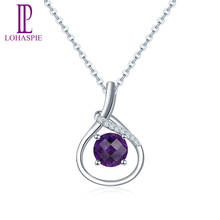 LP K- gold Jewelry 14K White Gold Pendant for Women Natural Amethyst Gemstone Necklace with 18 inch Silver Chain for Gift 2024 - buy cheap
