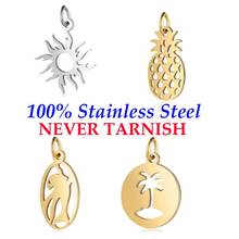 5 Pieces Sun Dolphin Coconut Palm Pineapple Wholesale 100% Stainless Steel DIY Jewelry Charms Real 316 Steel DIY Charms 2024 - buy cheap