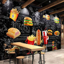 Papel de parede de mural 3d, personalizado, qualquer tamanho, pão, hambúrguer, fast food, restaurante, decoração de parede, quadro-negro, grafite 2024 - compre barato