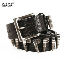 Unissex personalizado hip hop rock metal bala ocidental cowboy acessórios couro cintos para mulher & homem 3.8cm sa023 2024 - compre barato