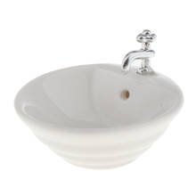 1/12 Miniature White Wash Basin Sink for Dollhouse Bathroom Model Accessory 2024 - buy cheap
